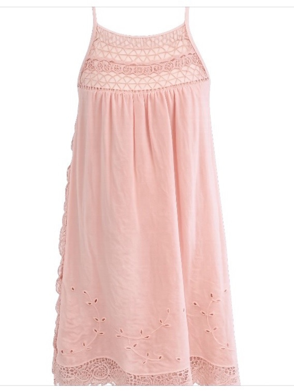 GAP Cotton Swing Dress Medium Crochet Lacy Cami Sundress Pink Cottagecore Boho